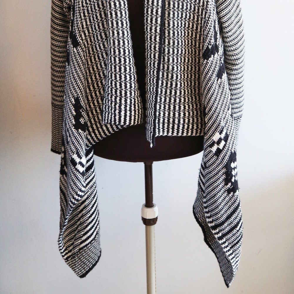 Gap Patterned Open Front Cardigan Wool Sweater L - image 5